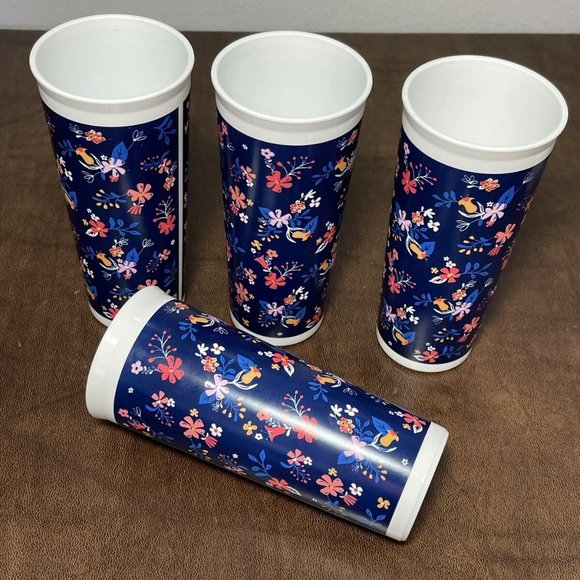 New Tupperware Falling for Floral 16oz Tumblers with seals (Set of 4) - Picture 1 of 5